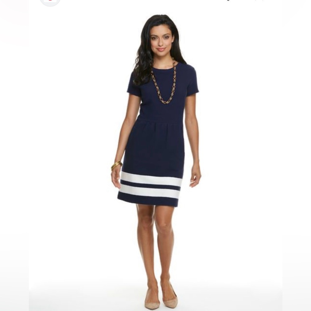 Vineyard Vines Navy Blue Mini Dress with White Stripes